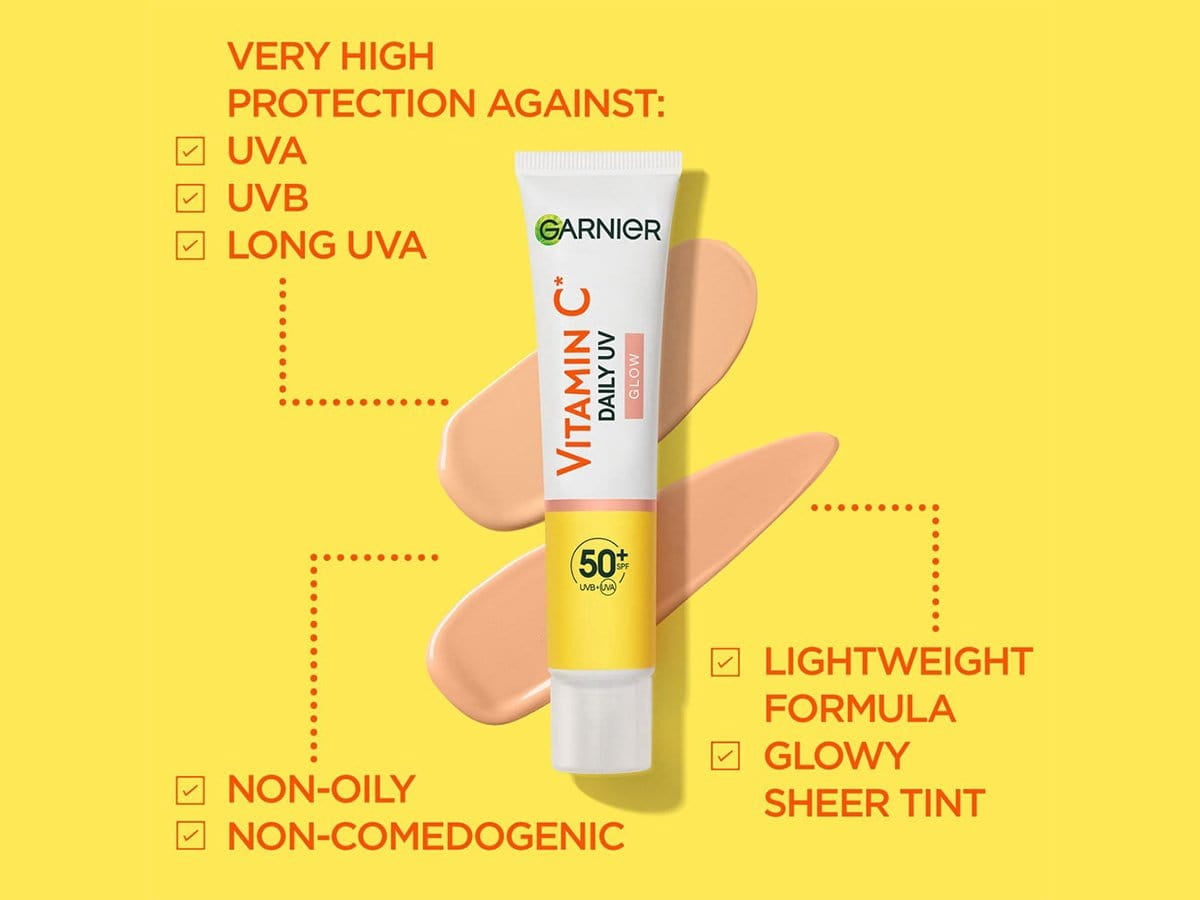 Garnier Skin Active Vitamin C Daily UV Brightening Fluid Sheer Glow, SPF50+ 40 ml 2 Pack