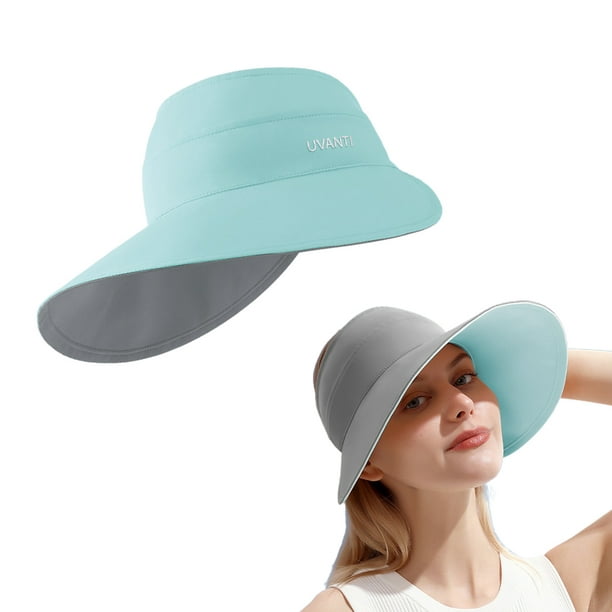 Women Sun Visor Wide Brim Empty Top UV Protection Beach Hat Foldable Sun Hat  Ponytail for Summer Outdoor Beach Tennis 
