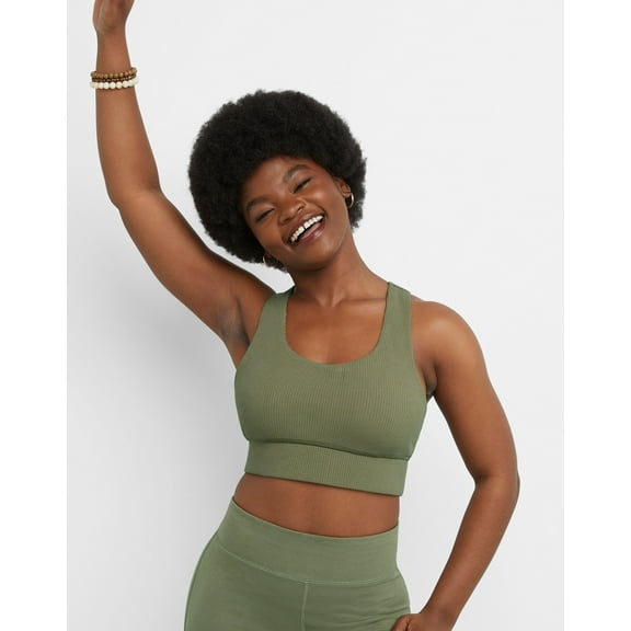 Hanes Women's Longline Racerback Sports Bra, Moderate Support Oregano S