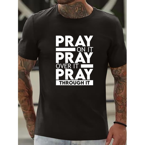 Camiseta con estampado PRAY, camisetas para hombre, camiseta informal de manga corta para verano, camisetas de ocio