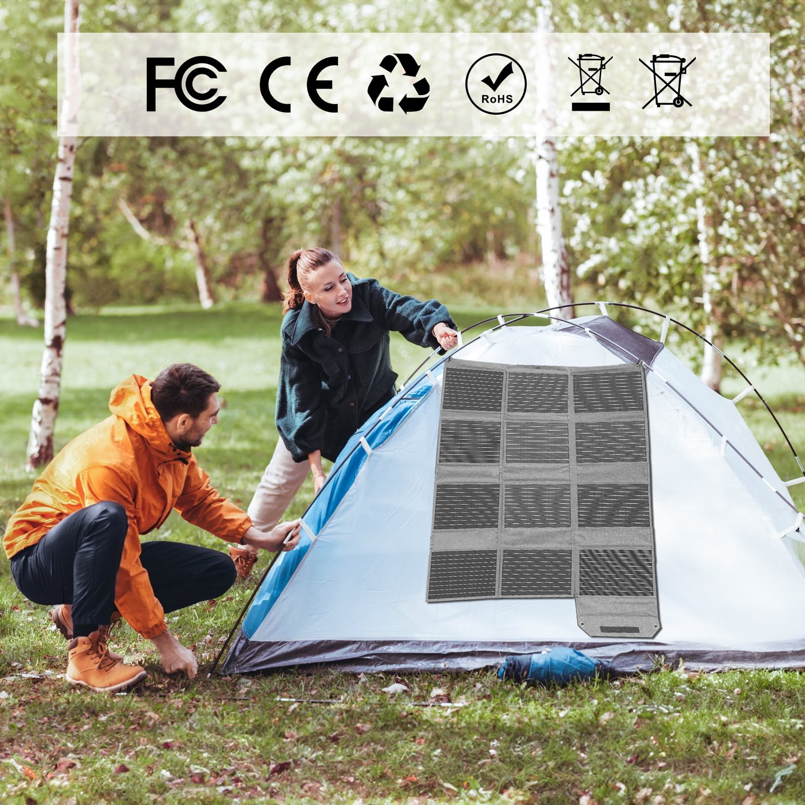 MHPOWOS 120W Foldable Solar Panel Portable Solar Charger IP65 Waterproof Folding for Camping RV Compatible with Power Stations Phones