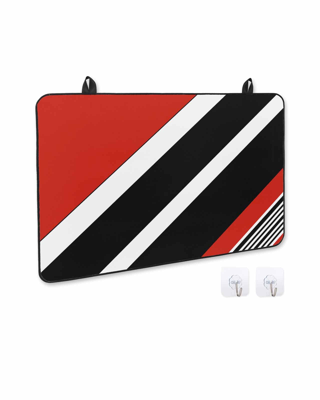 nqOlkjepod Large Induction Cooktop Protector Mat 24"x21", Red Black Stripe Stove Top Covers for Electric Stove, Geometric Simple Color Line Decorative Stove Burner Cover Mats, Glass Top Stove Cover