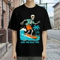 thumbnail image 3 of Black T Shirts for Men, Ride The Wild Tide, Surfing Print Mens Graphic Tees, 24013550,S, 3 of 8