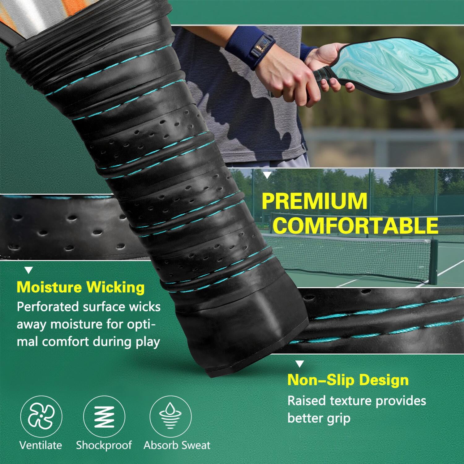 Pickleball Paddles Set Of 1, Fiberglass Surface, Liquid & Marble Print, 1 Paddles, 2 Balls & Bag