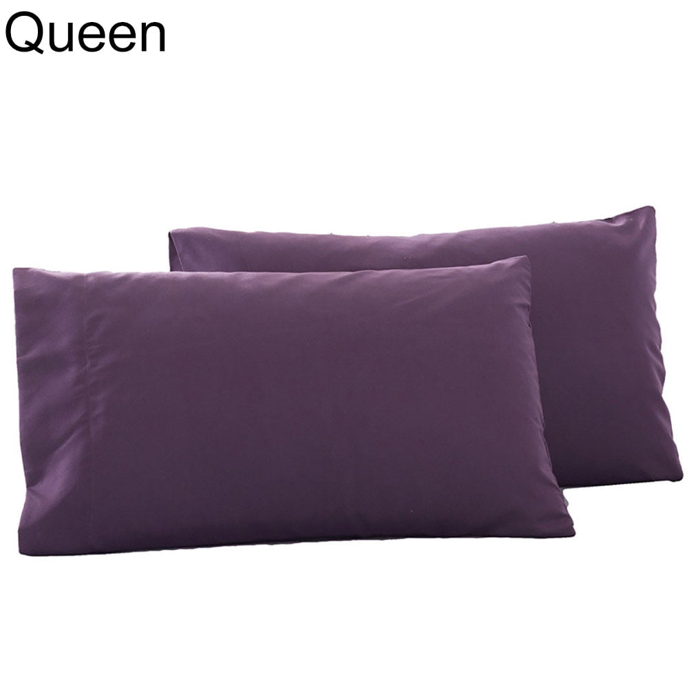 Trayknick 2Pcs Solid Color King Queen Pillow Case Home Bedroom Bed Cushion Cover Decor