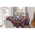 thumbnail image 1 of Mandala Round Tablecloth, Colorful Abstract Motif Folk Inspired Cultures Floral of Cosmos, Circle Table Cloth Cover for Dining Room Kitchen Decoration, 60", Multicolor White, by Ambesonne, 1 of 1