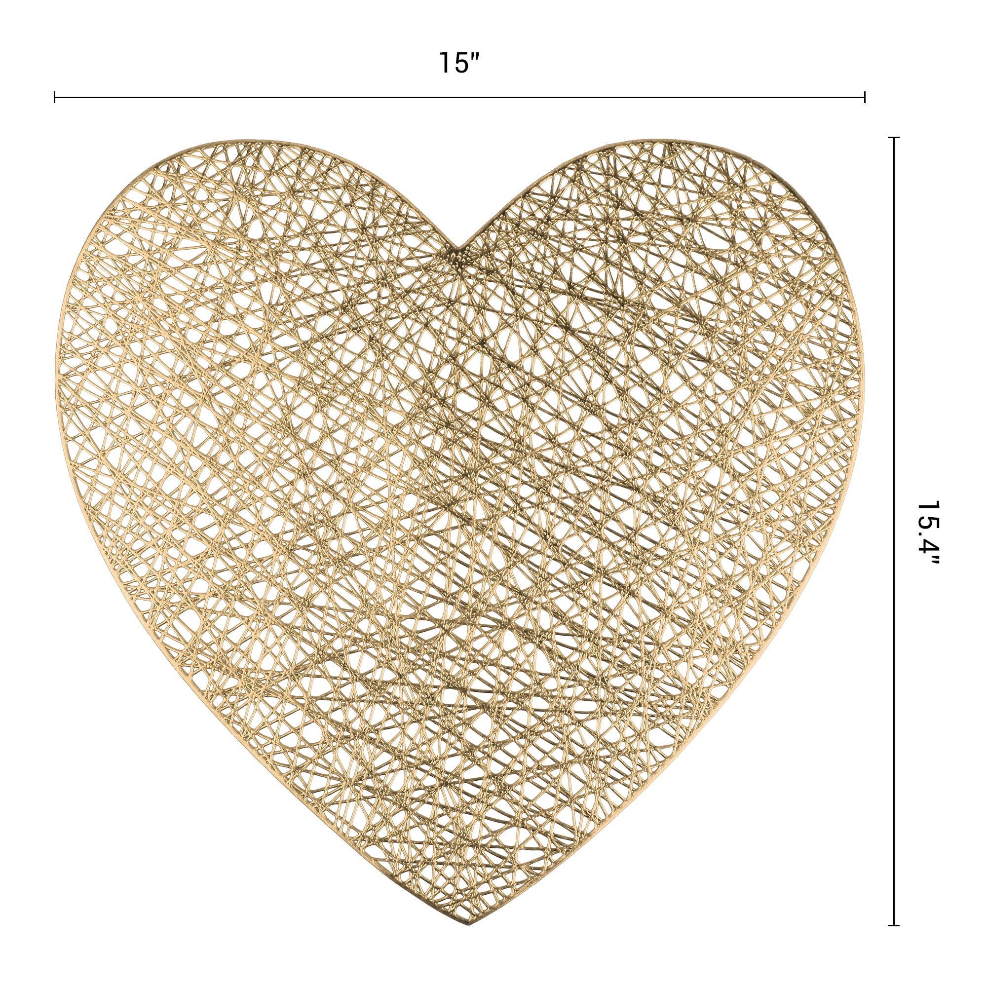Unique Bargains Heart Shape Placemats Set of 6 for Home Decor Gold