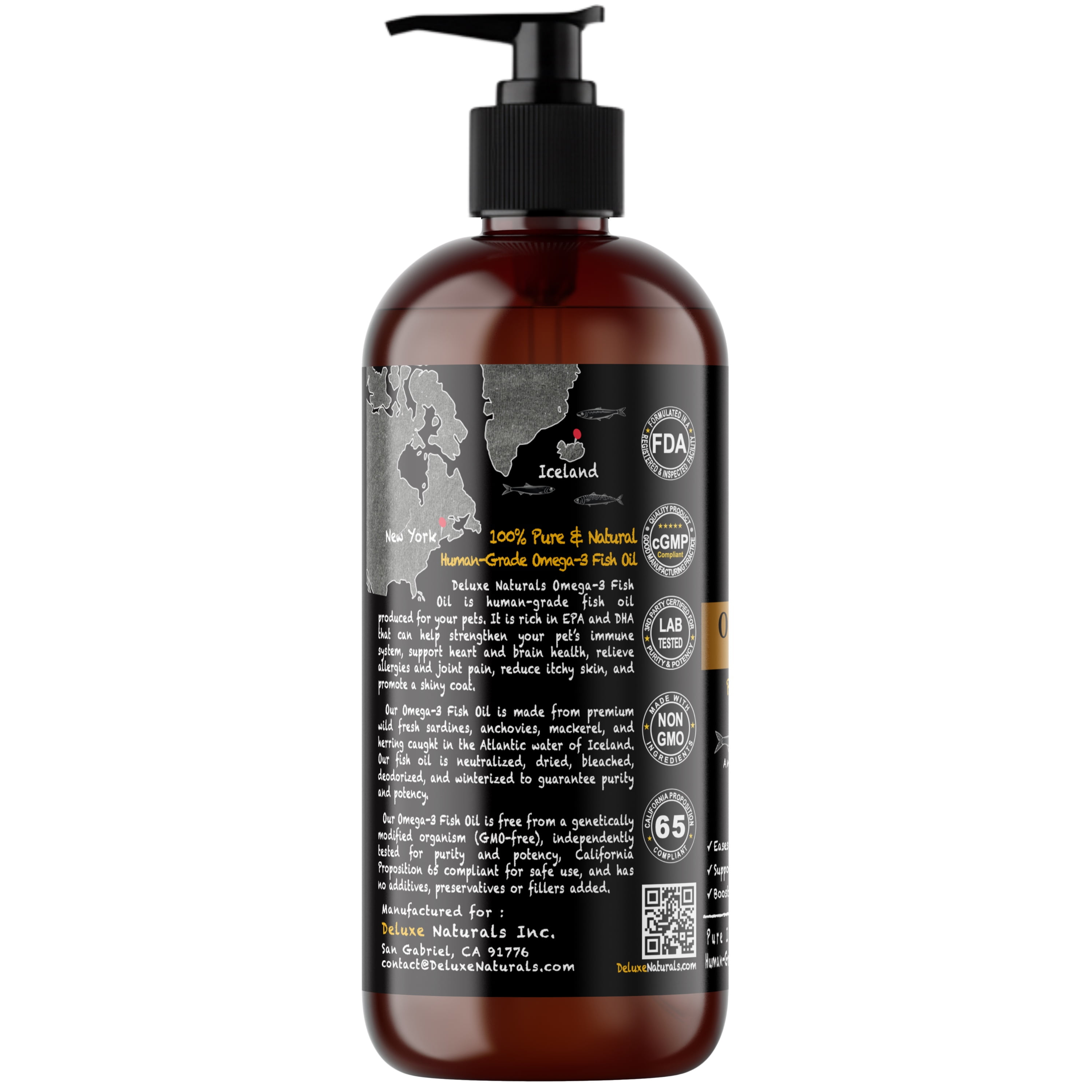 Deluxe Naturals Omega-3 Fish Oil Liquid for Dog and Cat, 16 fl oz