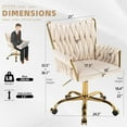 thumbnail image 2 of Westice Velvet Desk Chair, Home Office Gold Comfy Chair with Hand Woven Back, Height Adjustable Swivel Chair with Comfy Upholster for Makeup Vanity Living Room Bedroom, Beige, 2 of 9
