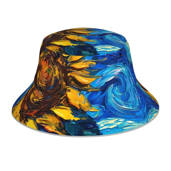 Balery Sunflower Starry Night Vibes Sun Hats for Men Women Bucket Hat UPF 50  Buckey Hat Boonie Hat Foldable UV Protection Hiking Beach Fishing Summer