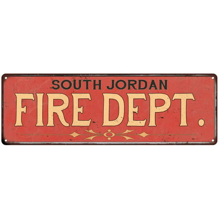 SOUTH JORDAN FIRE DEPT. Vintage Look Metal Sign Chic Decor Retro