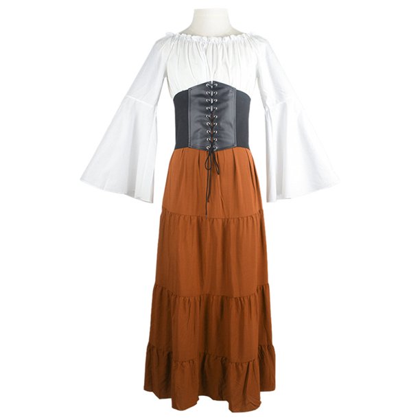 Vestido largo Victoria Vestido europeo y americano de manga larga Túnica renacentista Vestido medieval