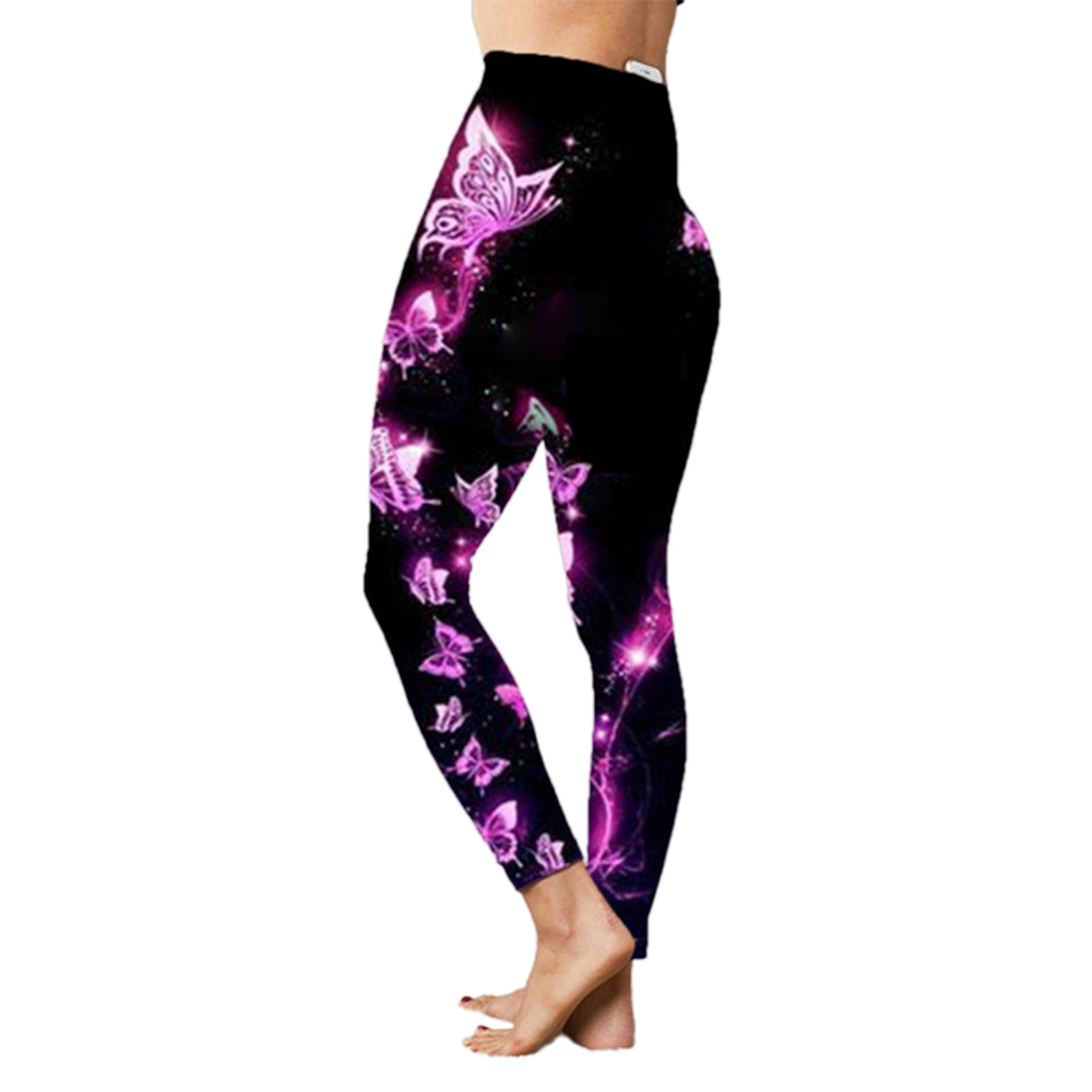 Kunxin Women Pants Butterfly Print Hip Lift High Waist Stretchy Leggings  Trousers for Yoga 