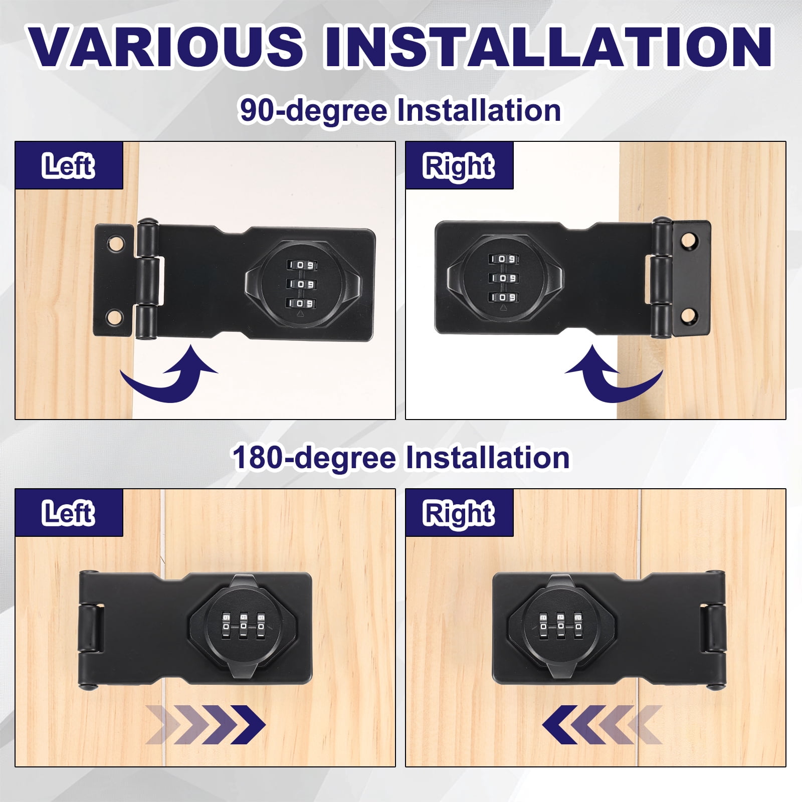 Uxcell 2 Pcs Keyless Cabinet Lock with Combination Code (4.5 Inch) - 3-Digit Password Hasp Latch Lock Mechanical Password Rotary Hasp, for Drawer Closet Cupboard Fence Door, Silver