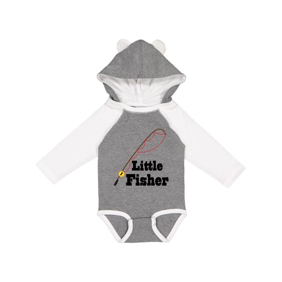 Inktastic Little Fisher Fishing Boys or Girls Long Sleeve Baby Bodysuit