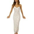 thumbnail image 3 of Honganda Femmes Robe de Soirée, Sans Manches V-Cou Dentelle Patchwork Robe Longue Robe de Cocktail, 3 of 7