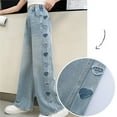 thumbnail image 7 of SGMVNU Girls Fashion Cute Personality Pants Elastic Waist Wide Leg Jeans Casual Pants with Pockets for A Stylish Style Cute Pants for Girl(Size 5-6 Years,Sky Blue), 7 of 7