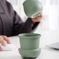 thumbnail image 3 of Taza de té de cerámica con colador de té y tapa (400 ml), taza de té con lindo diseño de gato, colador para remojar hojas sueltas, regalo festivo, cumpleaños, casa cálida (verde), 3 of 6