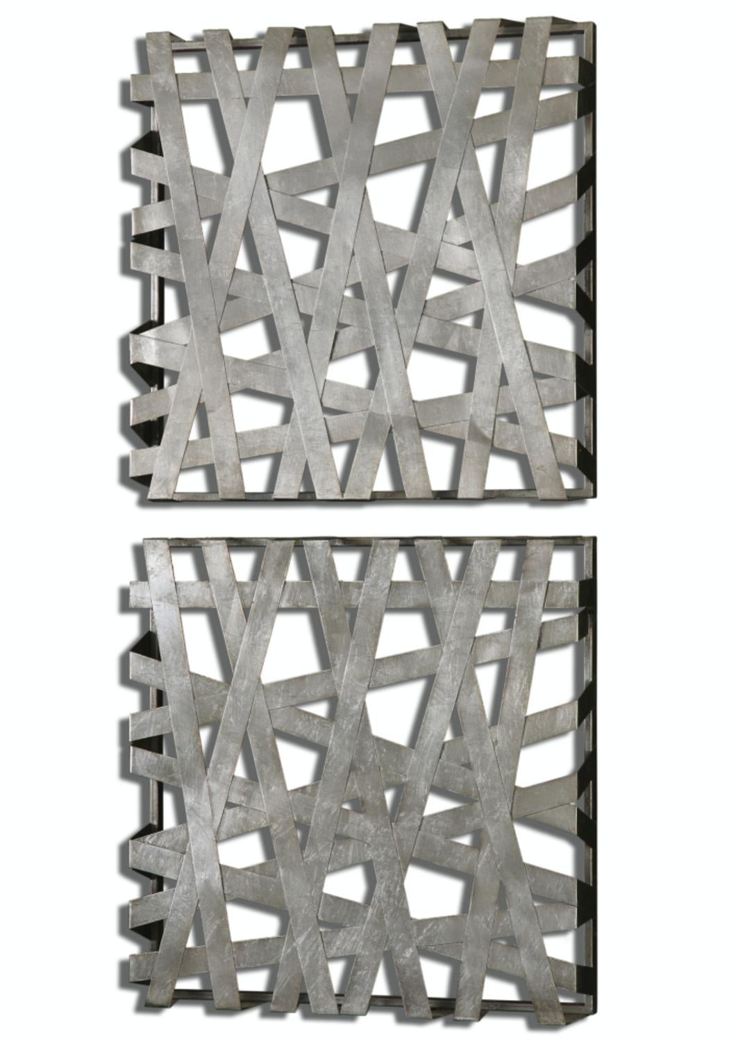 Set Of 2 Allegiant Bright Silver Hand Forged Metal Band Square Wall Art Panels Walmart Com Walmart Com