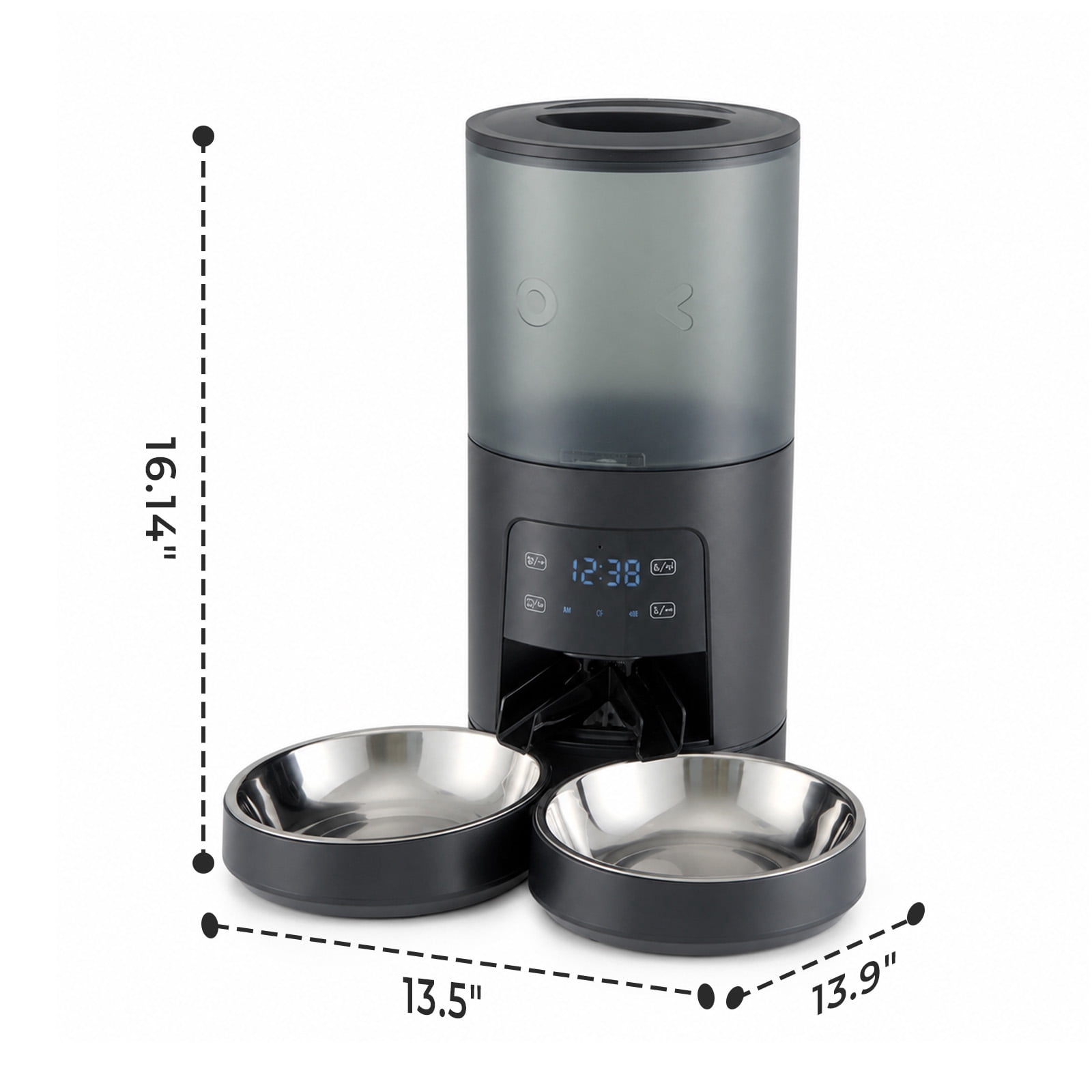 Alvantor 6L Automatic Cat Feeder, imed Cat Food Dispenser with 2 Stainless Bowls, Supply 10S Voice Recorder, Dual Power, Dual Pet Feeder for Cats and Dogs