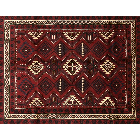 Ahgly Company Indoor Rectangle Traditional Cranberry Red Southwestern Area Rugs, Swatch Sample