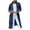 Dark Blue, variant on IROINID Women's Mid-Long Denim Jacket Turndown Lapel Solid Color Long Sleeve Mid Length Casual Handsome Distressed Denim Long Trench Coat, Light blue