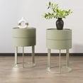 thumbnail image 7 of HLR Modern Round Wood Nightstand with Drawer, 2-Tier End Table for Living Room, Bedroom, Green, 7 of 7