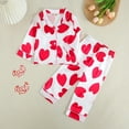 thumbnail image 5 of Afdoent Fashion Clothing Sets Girls Long Sleeve Pajama Heart Printed Loungewear Soft Sleepwear Two Piece Outfit For Toddler And Kids Comfortable Nightwear 3-4 Years, 5 of 8