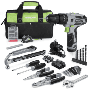 WORKPRO 12V Cordless Drill Combo Kit, 177-Piece Set with Storage Bag