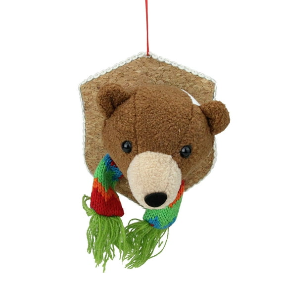 Northlight Stuffed Bear Head Christmas Ornament - 5" - Brown