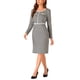 thumbnail image 4 of Vestido Bodycon Sheath de Cuello Redondo de Manga Larga para Mujer Houndstooth Plaid XS Negro, 4 of 6