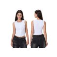 thumbnail image 2 of FeMereina Women's Button Down Tank Tops Slim Solid Round Neck Sleeveless Shirt, 2 of 9