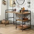thumbnail image 2 of Sauder Iron City Engineered Wood/Metal Writing Desk in Checked Oak/Black, 2 of 12