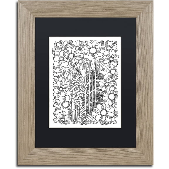 Trademark Fine Art "Woodpecker" Canvas Art by Kathy G. Ahrens, Black Matte, Birch Frame