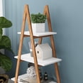 thumbnail image 5 of IVV 4-Tier Bambboo Ladder Bookcase, A-Shape Storage Display Rack with MDF Shelves, for Home Living Room Bedroom Office (Natural & White), 5 of 7
