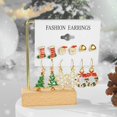 thumbnail image 5 of Juego de pendientes de botón navideños para mujer 2025, pendientes de aro con decoración de alce, árbol de Navidad, muñeco de nieve y luna, joyería para oreja perforada, regalo, 5 of 5