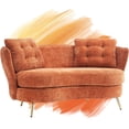thumbnail image 6 of Holaki 64" Upholstered Fiber Loveseat Sofa with with Cushions and Golden Metal Legs, Home Upholstered Double Couch Livingroom Loveseat, Orange, 6 of 7