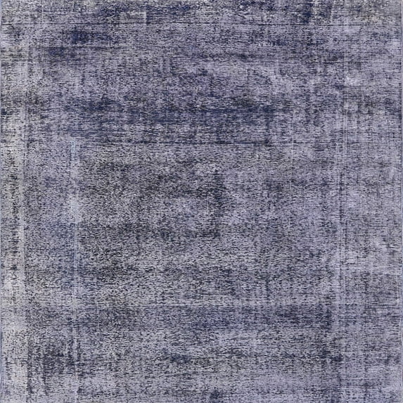 Ahgly Company Indoor Square Mid-Century Modern Purple Navy Blue Oriental Area Rugs, 6' Square