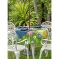 thumbnail image 2 of Outdoor Tablecloth with Umbrella Hole and Zipper, Easter Round Table Cloth 54 Inch Waterproof Tablecloth, Spring Easter Eggs Bunny Butterflies Green Plaid Picnic Table Cover for Patio Camping, 2 of 7