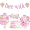 Two Wild Safari Jungle Animal 2nd Birthday Party Supplies Pink Two Wild Banners Two Cake Topper Jungle Animal Themed Girls 2nd Birthday Party Supplies Decorations