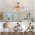 thumbnail image 2 of SILJOY 36-in Gold Chandelier  Retractable Blade Ceiling Fan with Remote Control, 2 of 9