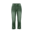 thumbnail image 6 of Women's Jeans High Waisted Stretchy Cropped Skinny Jeans Trendy Cross Raw Hem Summer Capri Pants with Pockets Army Green S(S), 6 of 6