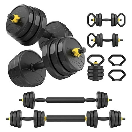 Adjustable Dumbbells, 20/30/40/45/70/90lbs Free Weight Set with Connector, 5 in1 Dumbbells Set Used as , Kettlebells, Push up Stand, Weight Plate, Fitness Exercises for Home Gym Suitable Men/Women