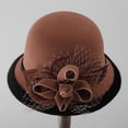 thumbnail image 5 of Vinsonshop Women Church Elegant Wool Flower Bucket Felt Hat Lady Vintage Cloche Bowler Formal Fashionable Hat Coffee, 5 of 5