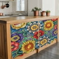 thumbnail image 6 of Boho Colorful Floral Tier Curtains 36 Inch Length, Spring Flower Botanical Sunflowers Plant Cafe Short Curtains for Bathroom Sink, Small Kitchen Curtain Light Filtering Drapes 2 Panels 27.5"Wx36"L, 6 of 8