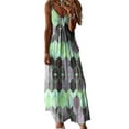 thumbnail image 1 of Women Summer Sleeveless Dress Print V Neck Spaghetti Strap Tank Maxi Dresses Casual Beach Sundress, 1 of 2
