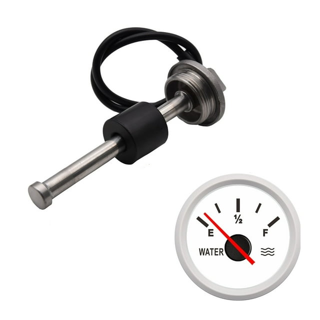 0-190Ohm 52MM Water Level Gauge Red Backlight Water Tank Level Indicator Meter With Fuel Level Sensor 200MM 250MM 300MM 400MM ,Easy to Install