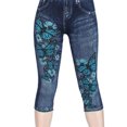 thumbnail image 6 of Dyfzdhu Capri Leggings for Women Summer High Waisted Denim Print Fake Jeans Slim Skinny Capri Pants Stretch Workout Leggings, 6 of 7