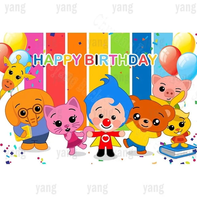 Decoración de pancarta de mesa de dibujos animados, telón de fondo Plim para fiesta de primer cumpleaños de niños, fotografía de cerdo de dibujos animados, Fondo de vinilo arcoíris