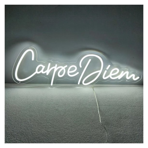 Carpe Diem Letrero De Neón Luz Para Decoración Colgante De Pared Para Club Fiesta Tienda Hogar Dormitorio Cumpleaños Lámpara Iluminada 16.54inx5.79in